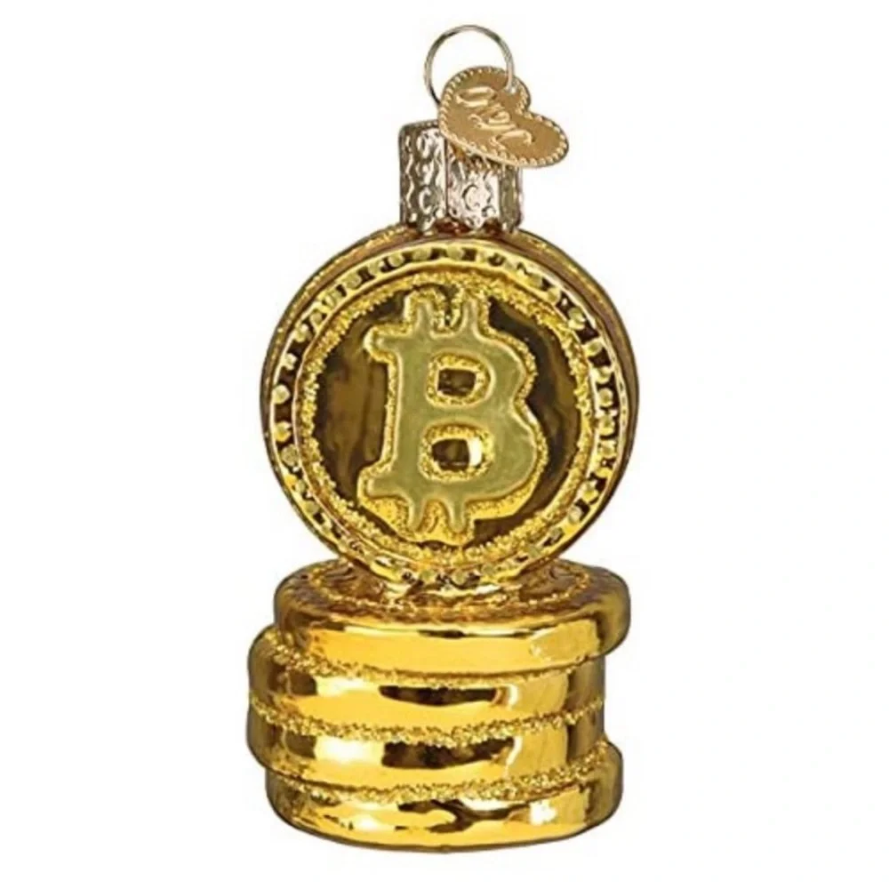 Urban Outfitters Bitcoin Old World Christmas Blown Glass Christmas Ornament
